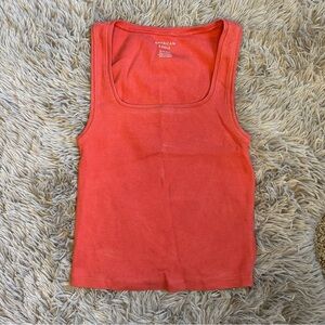 American Eagle Outfitters Coral-Pink Ribbed Scoop Neck Tank